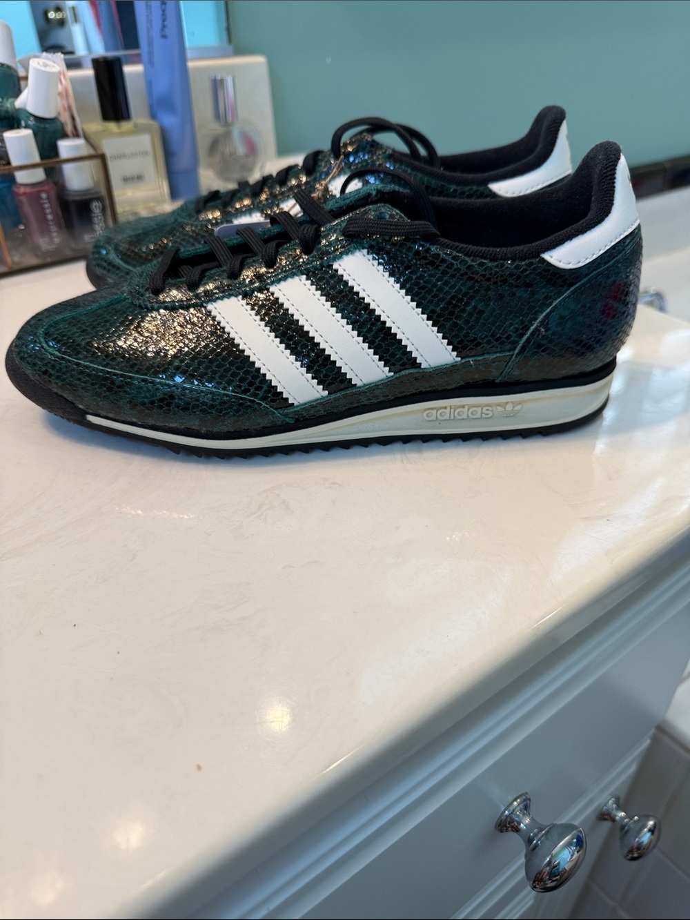 NWT adidas Women’s SL 72 OG Dark Green Snake-Print Sneakers - Picture 6 of 8